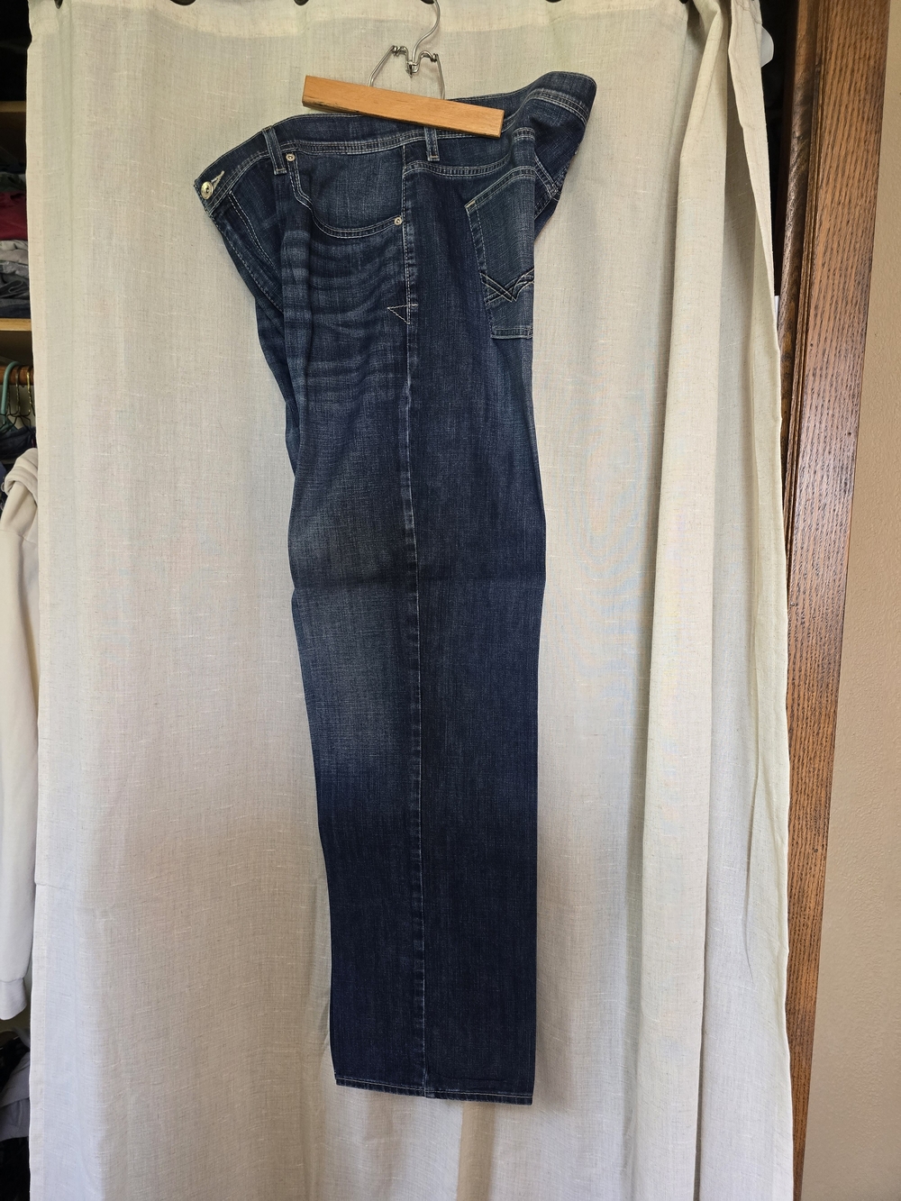 Mens Reclaim Dark Wash Blue Relaxed Straight Leg Jeans Size 38L
